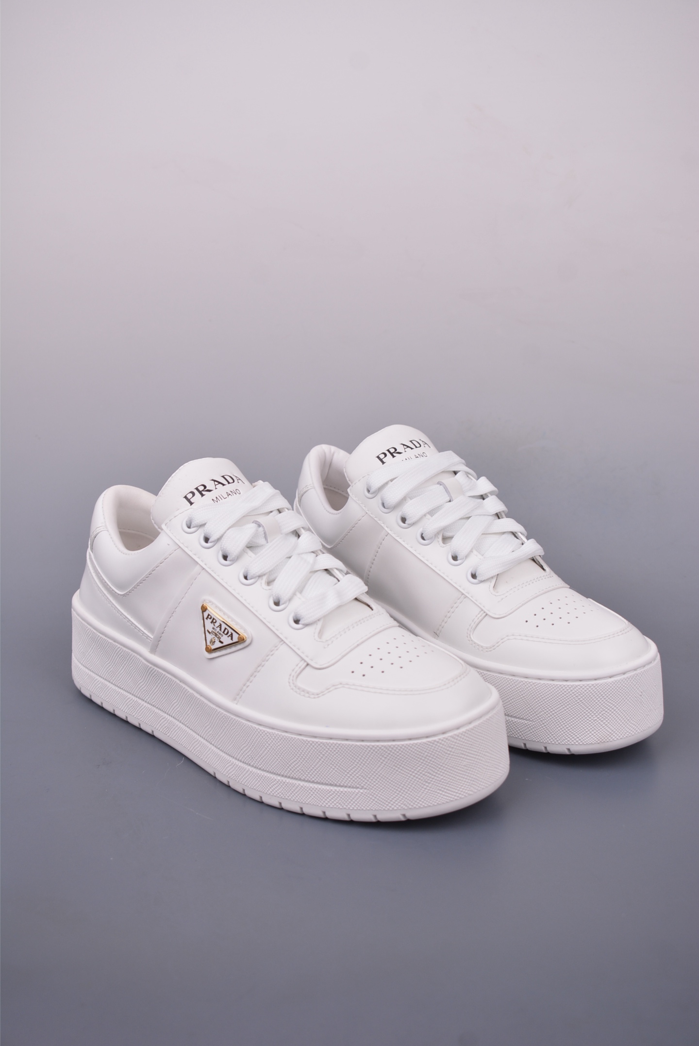 Prada Downtown Bold series thick-soled casual shoes all white 1E792M_3LPG_F0P09_F_050