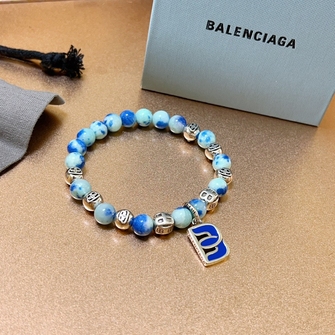 Balenciaga Natural Stone Thai Silver Style Bracelet