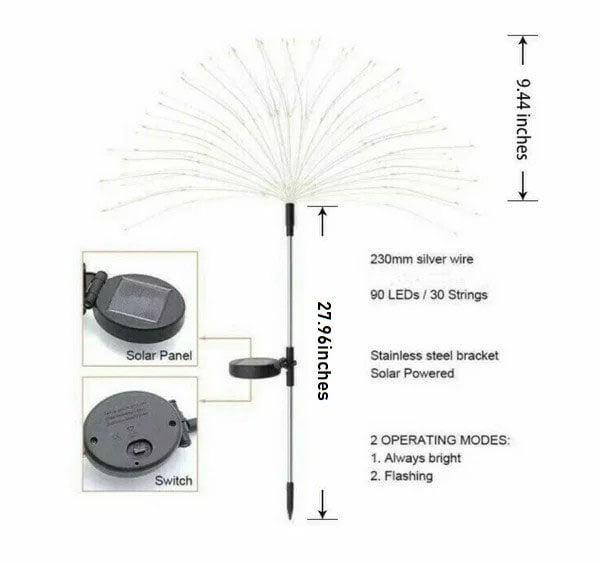 [ 70% OFF Sale Ends In Today]- Waterproof  Solar Garden  Fireworks Lamp