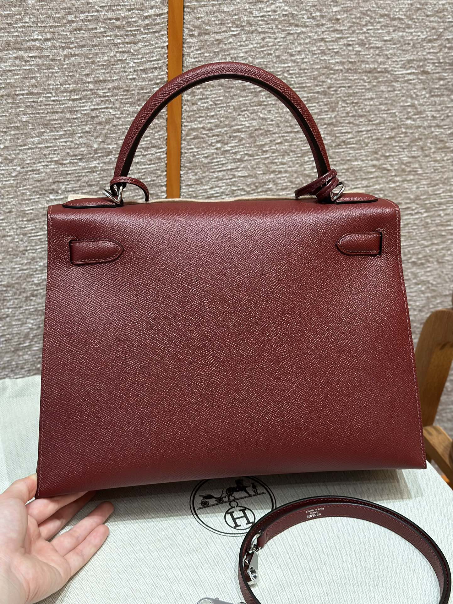 Hermès Kelly 55Rouge H (Handmade to order)