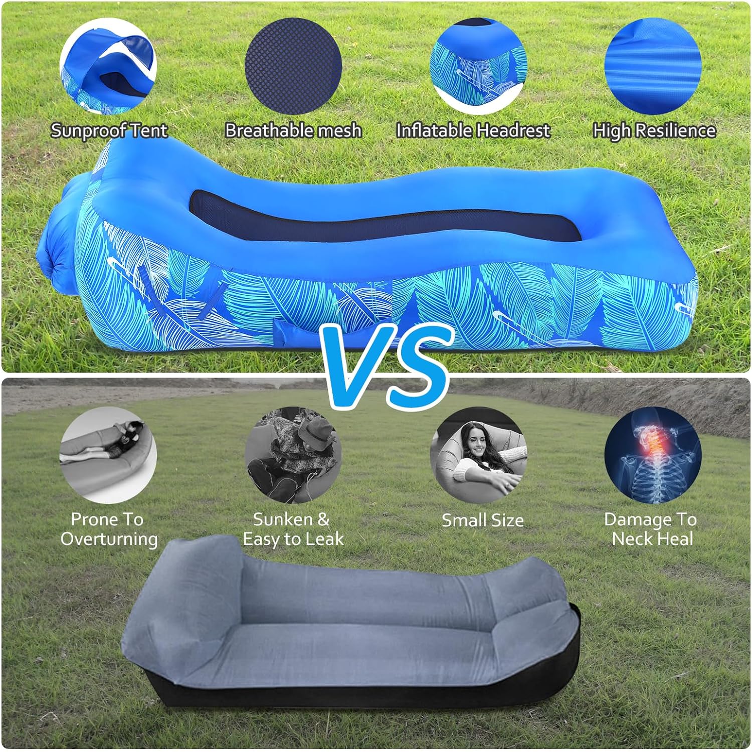 💥Summer Hot Sale💥60% OFF👍Inflatable Lounger Air Sofa with Sun-Shade Tent