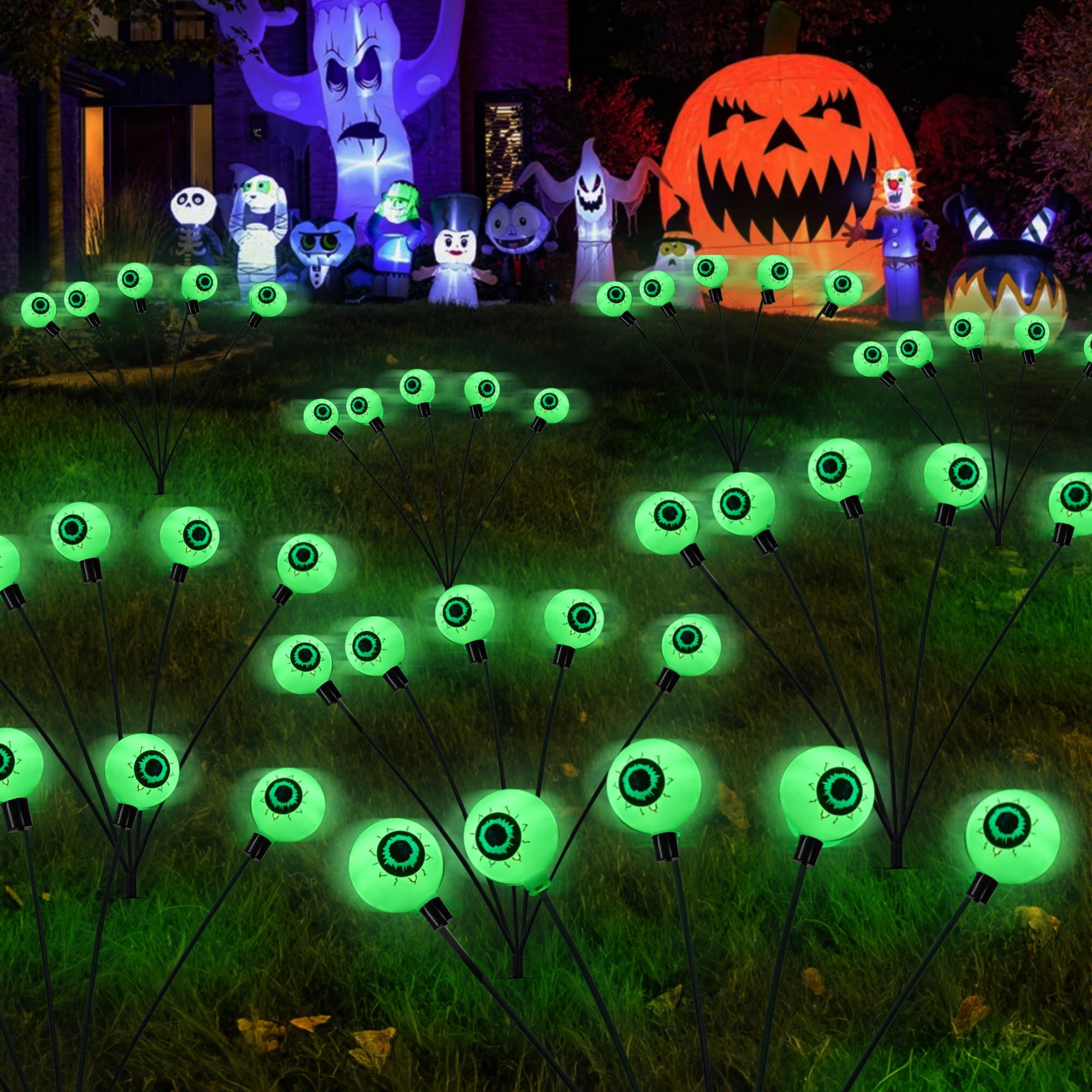 💥ON SALE💥6 LED Green Solar Scary Swaying Eyeball Firefly Lights Waterproof ✨