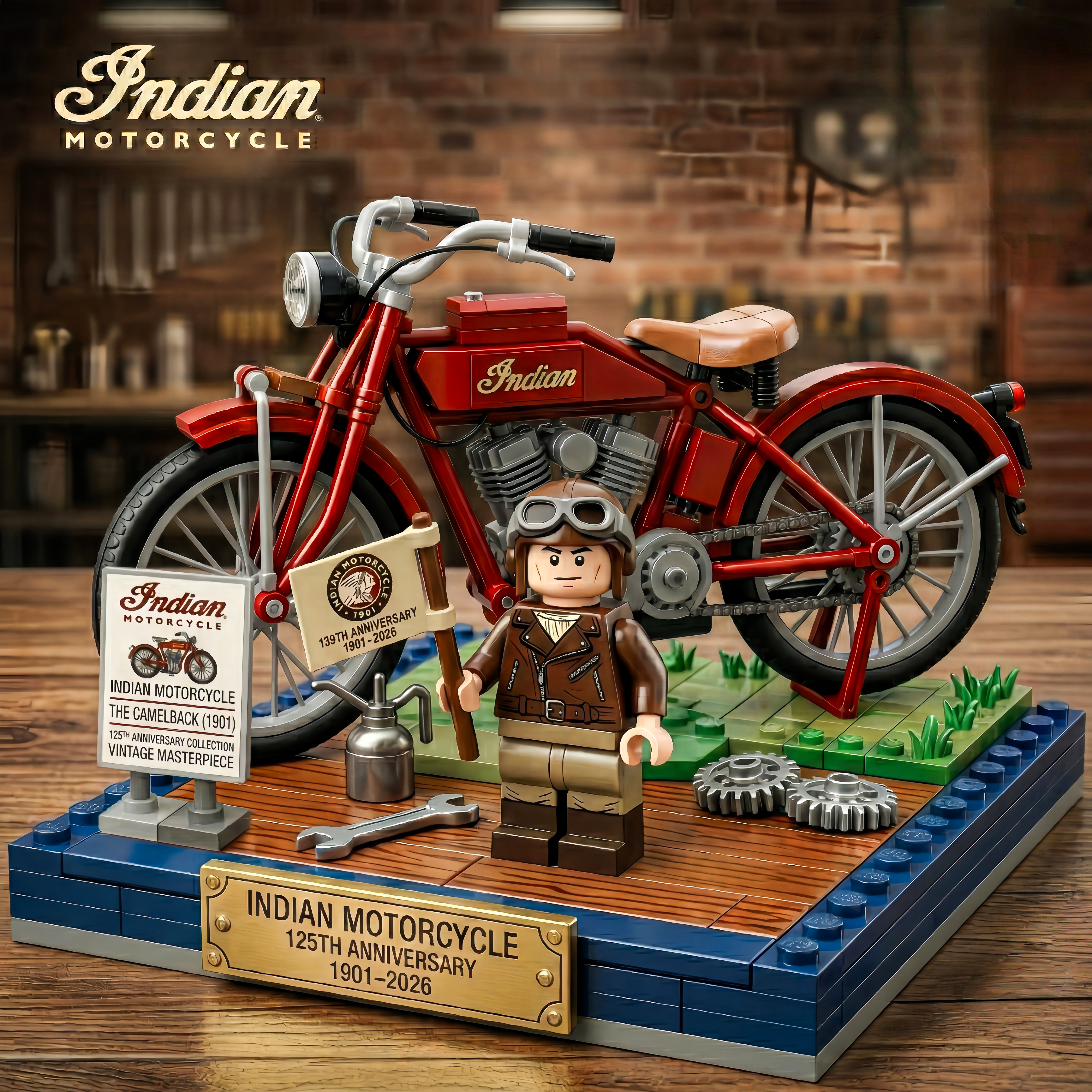 🏍️ Indian Motorcycle 125th: Vintage Camelback LEGO Legacy 🧱