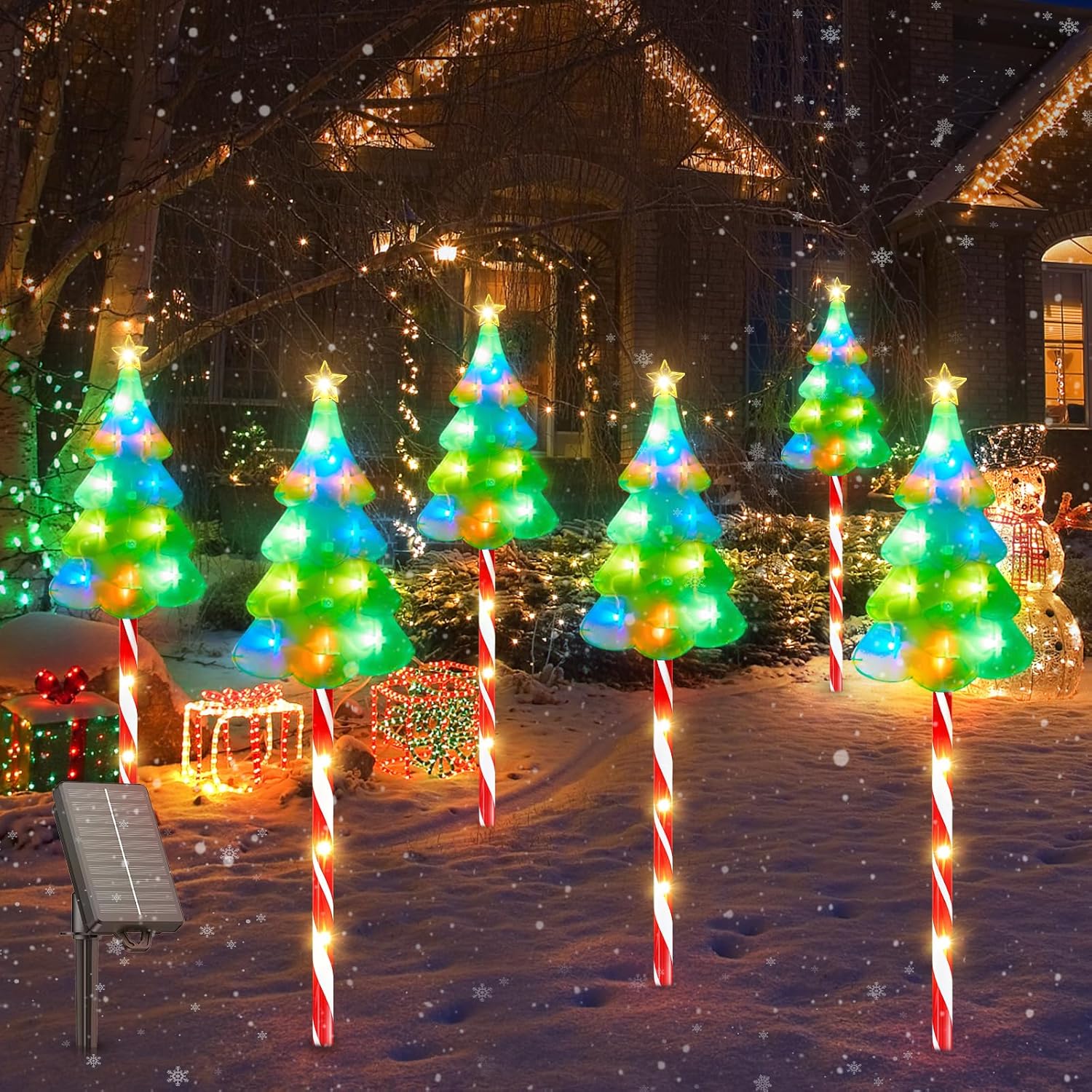 🎅2024 Christmas Promos🔥Colorful Solar Candy Cane Christmas Tree Lights with Bright 102 LED and 10 Modes