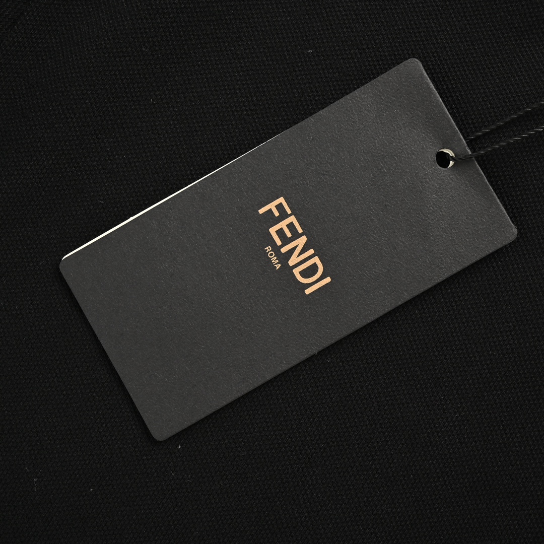 Fendi 24ss collar FF embroidered ribbon Polo short sleeve