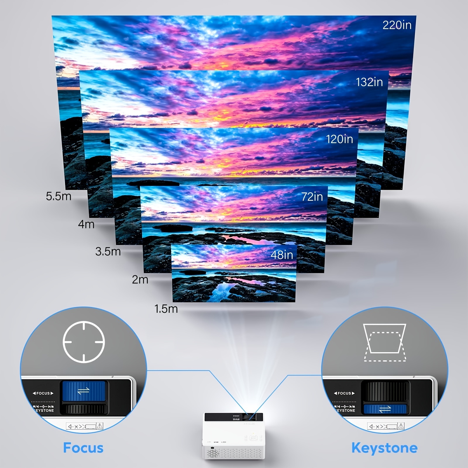 1pc Ubottey Projector 2000 Lumens With 100