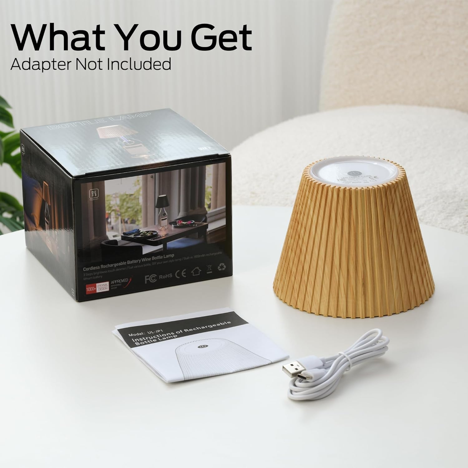 🔥Last Day 50% OFF🔥Wireless Bottle Lamp Shades for Table Lamps, 3-Level Brightness Rechargeable Touch Lamps