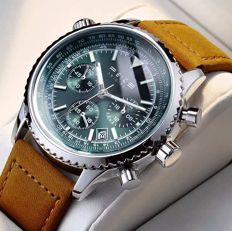 FEICE FK812 Mens Watches Multifunction Chronograph Waterproof Date Ana
