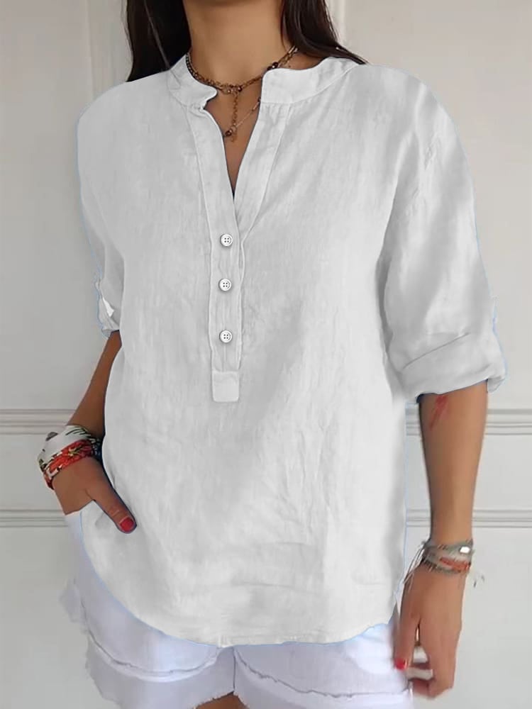 Women's Casual Loose Cotton And Linen Shirt