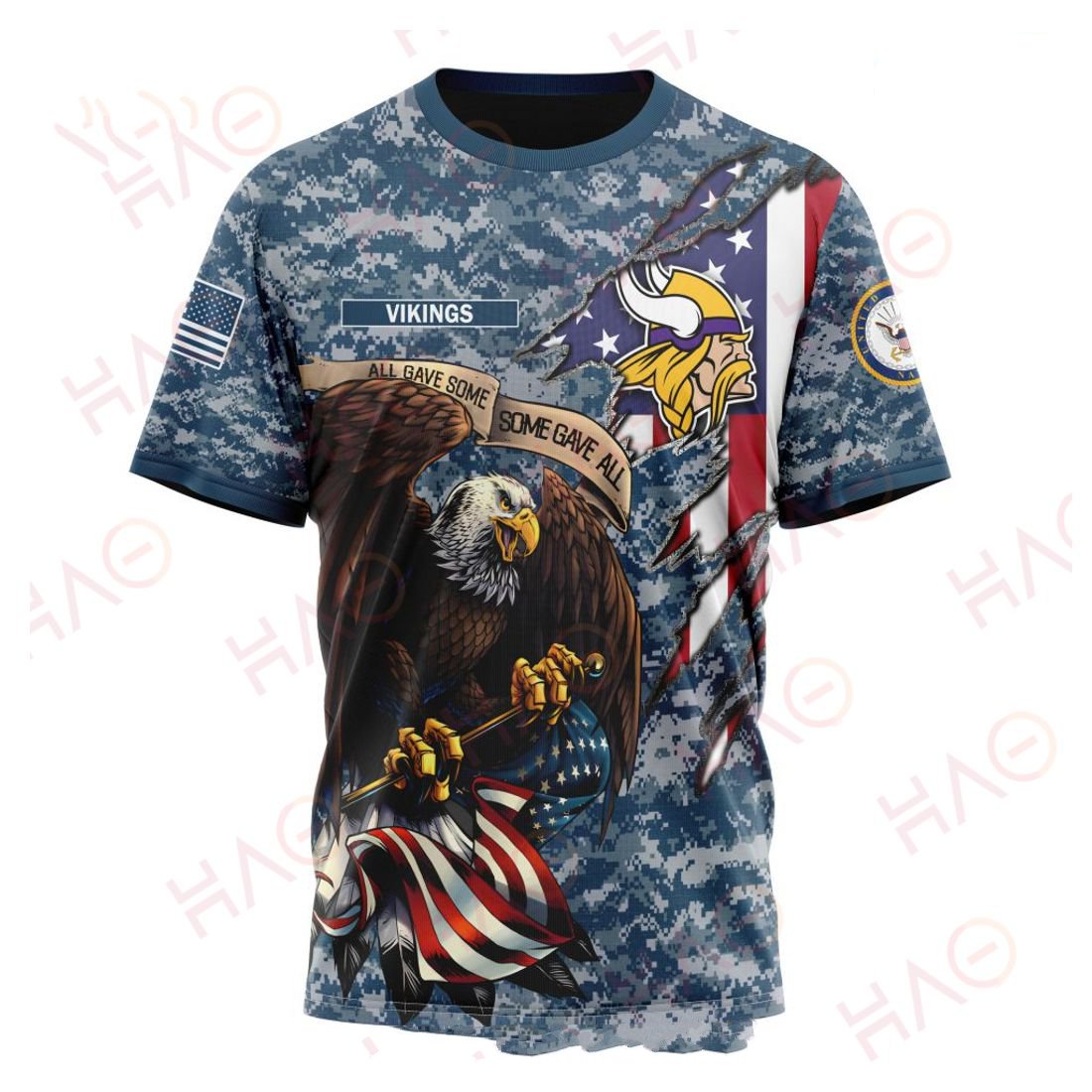 MINNESOTA VIKINGS 3D HOODIE US NAVY VETERANS