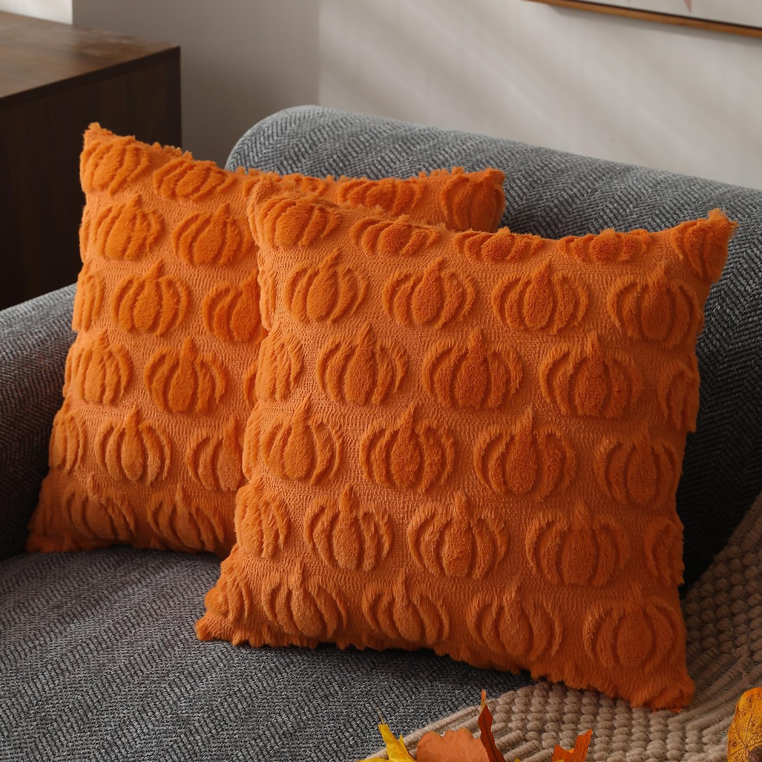 🍁Fall Decorations👻Soft Plush Fur Wool Throw Pillow Cases