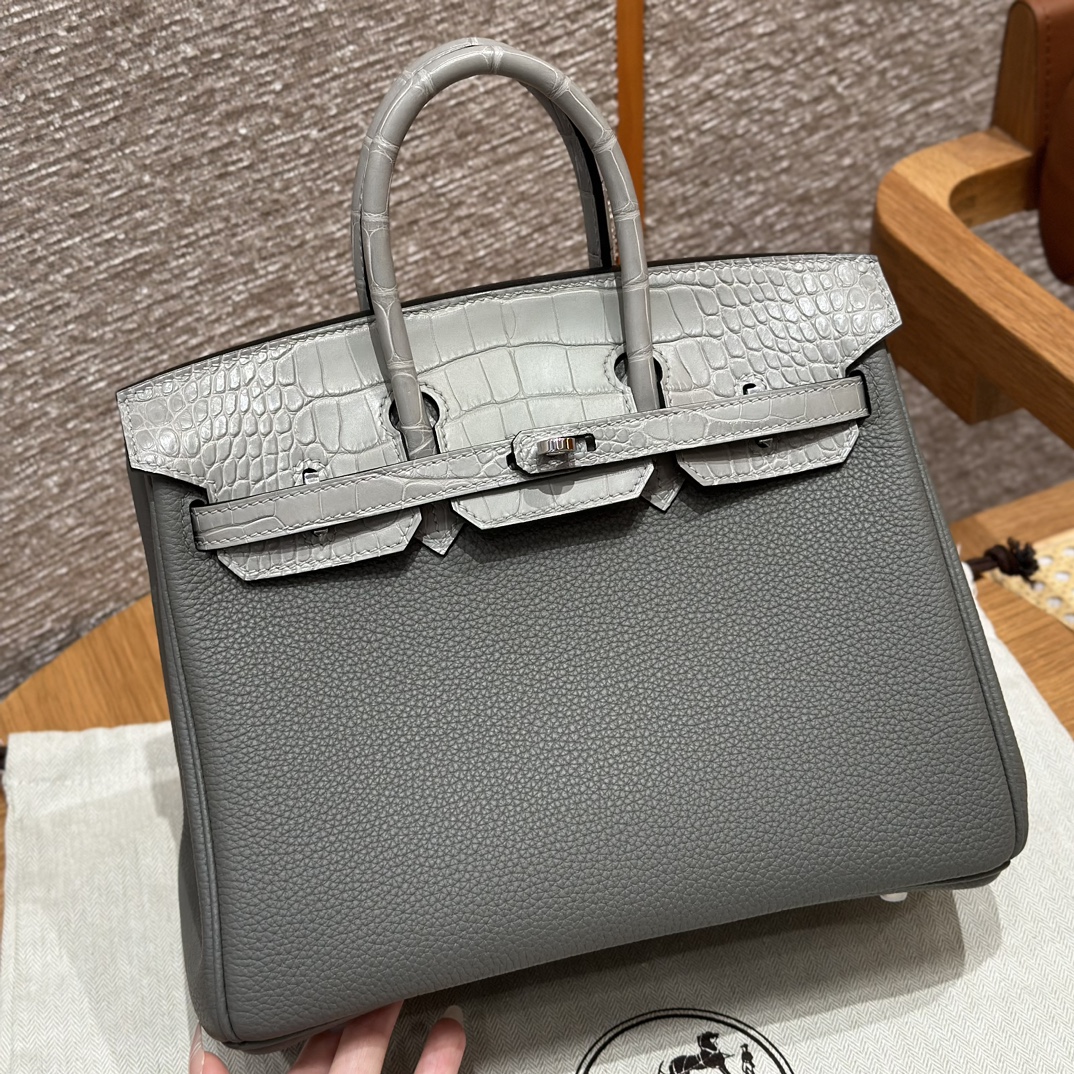 Hermes Birkin Touch 0LGris Mayer0WGris neve handbag (handmade to order)