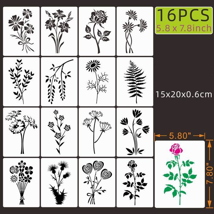 Last Day 70% OFF - Flower and leaf painting template 🌻 (repeatable)