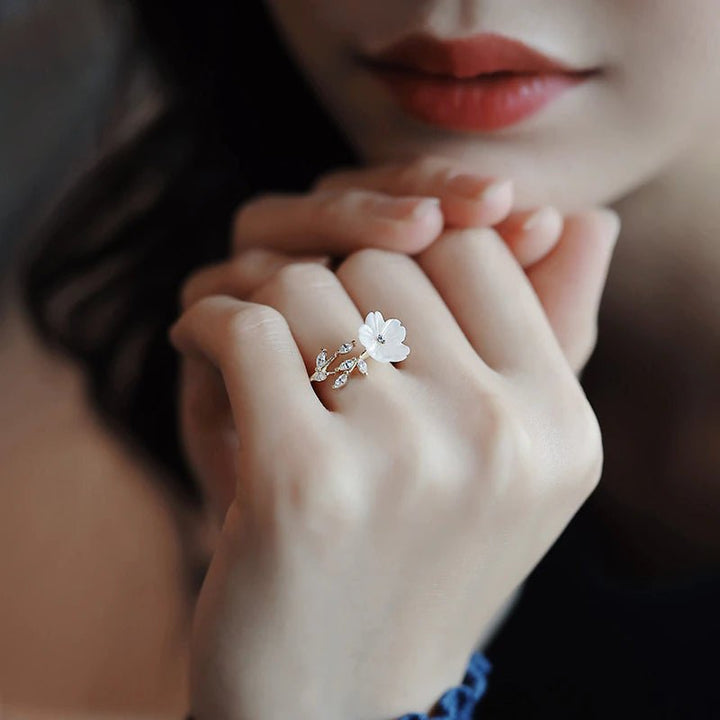 White Blossom Flower Ring
