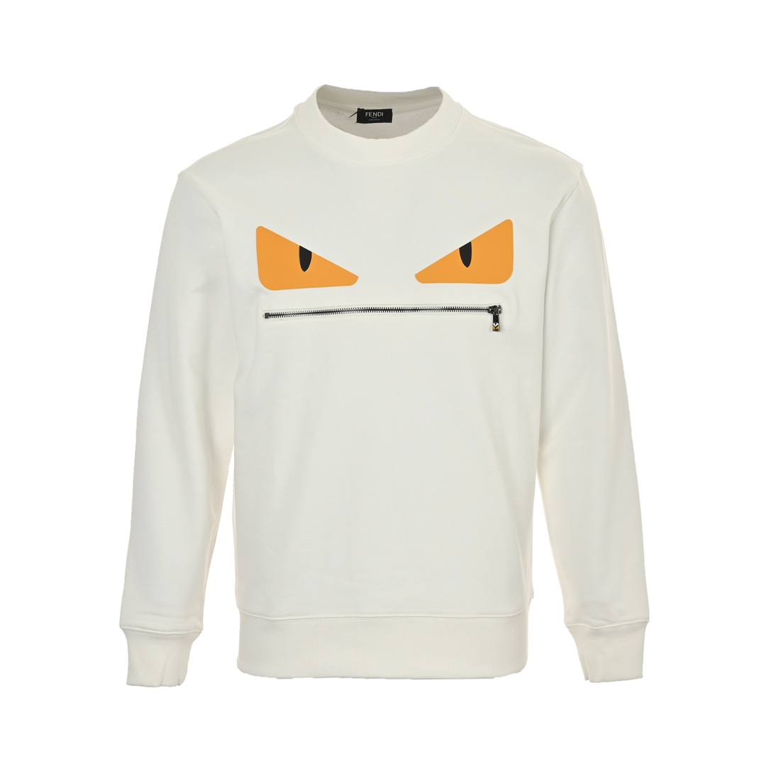 Fendi 24Fw Little Monster Rubber Eyes Zipper Crew Neck Sweatshirt