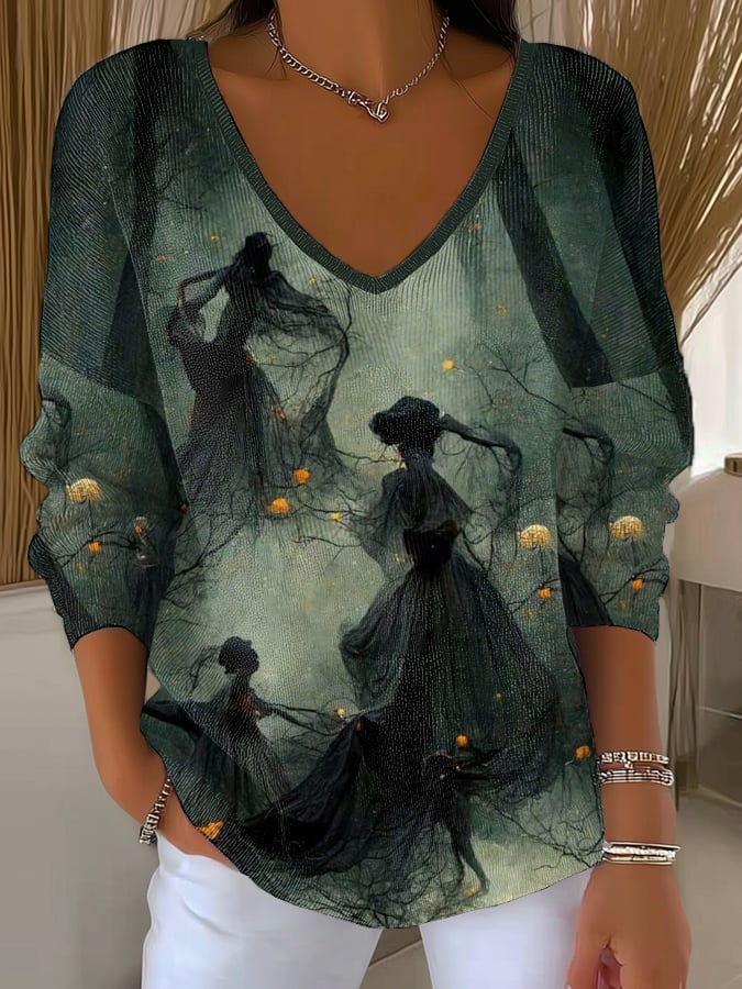 🔥Buy 3 Get 10% Off🔥Women'S Retro Horror Witch Print T-Shirt