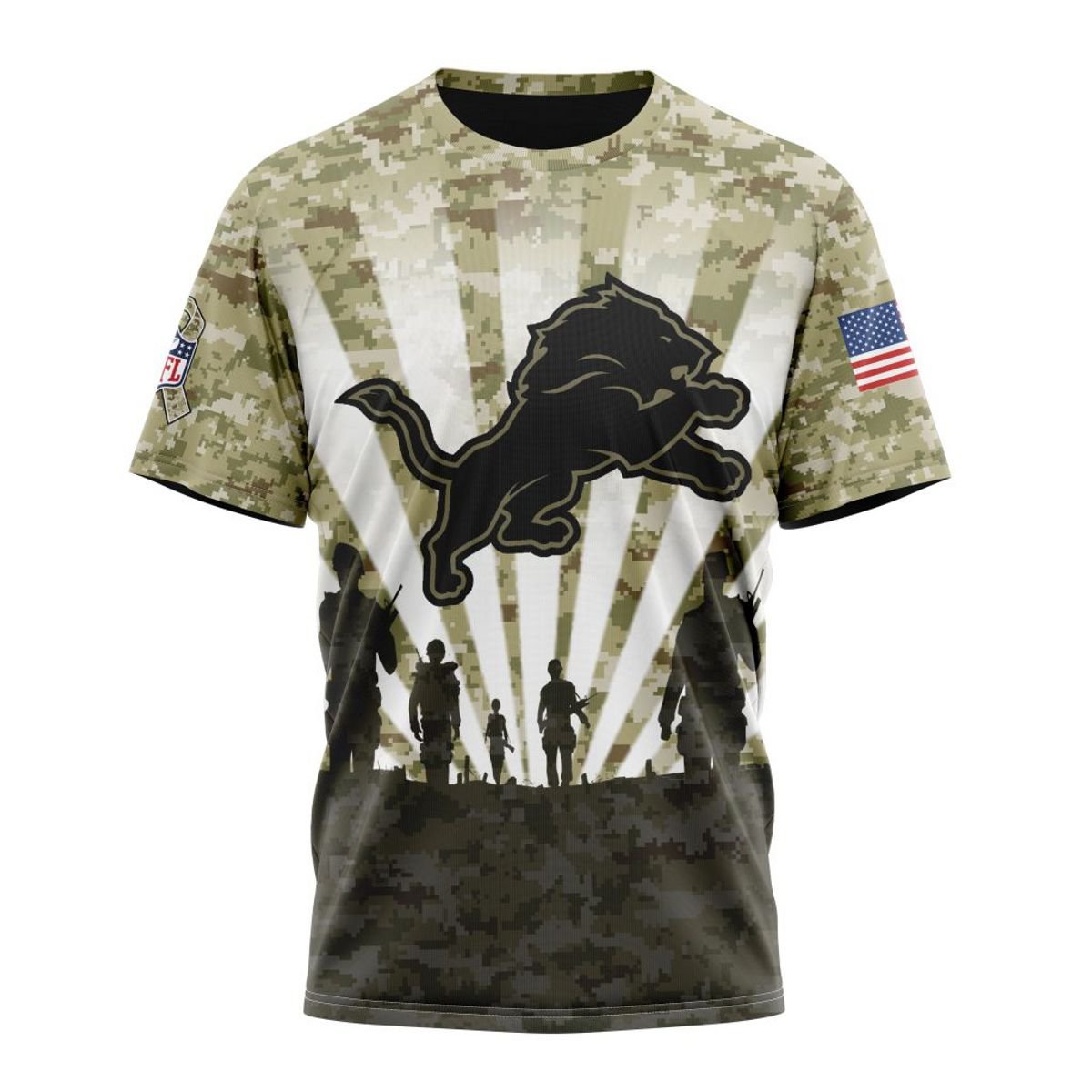 DETROIT LIONS 3D HOODIE HONOR VETERANS
