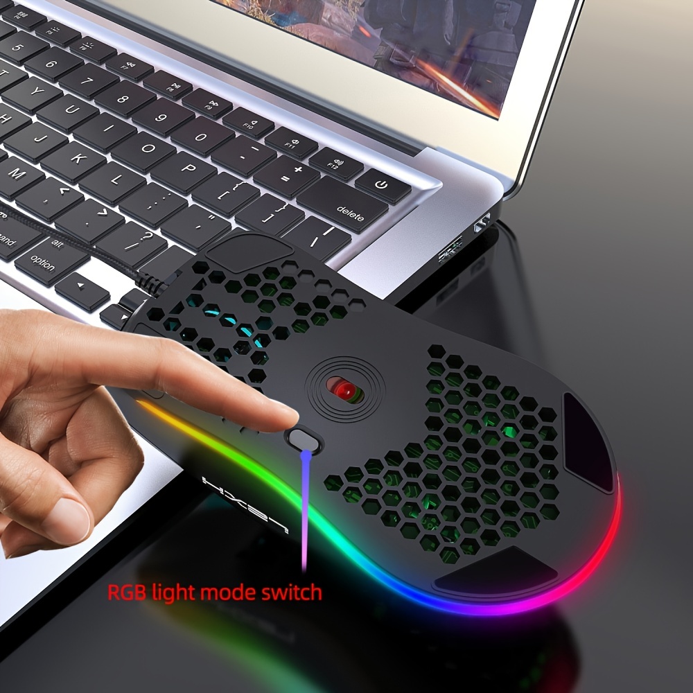 HXSJ Wired Gaming Mouse With RGB Lighting, 6 Programmable Buttons, And Switch Support For All Games