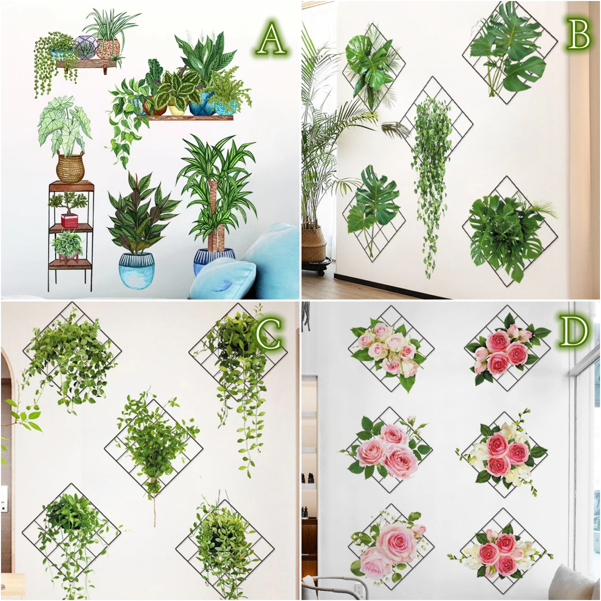 🔥Last Day Promotion-50% OFF🔥12*13inch 3D Plant/Flower Wall Sticker-(1Sets / 5 Pattern)-BUY 4 Sets GET 20% OFF & FREE SHIPPING