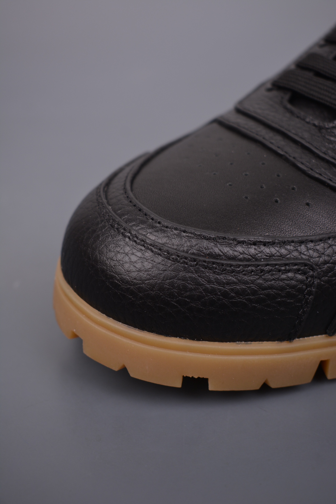 Prada Downtown Low Sneakers Black Pebbled Leather