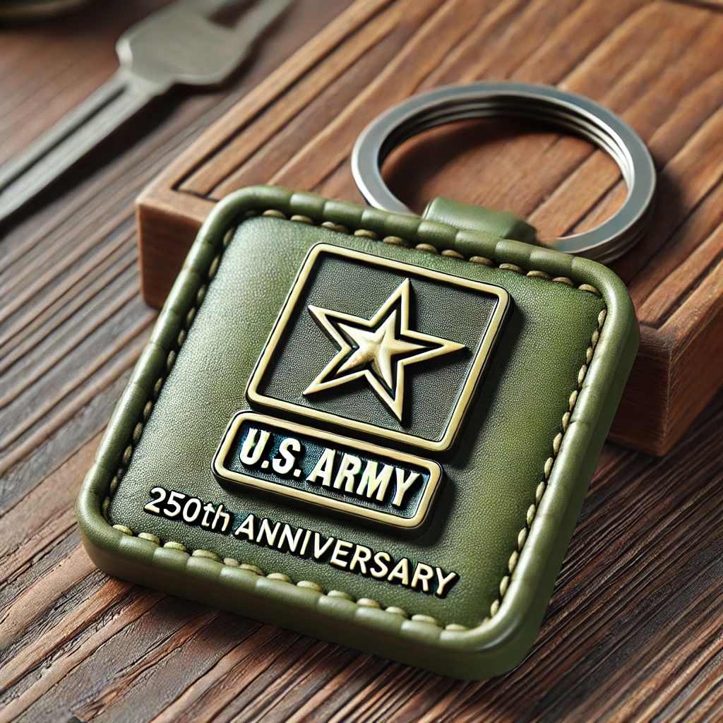 250th Anniversary U.S. Military Leather Keychain
