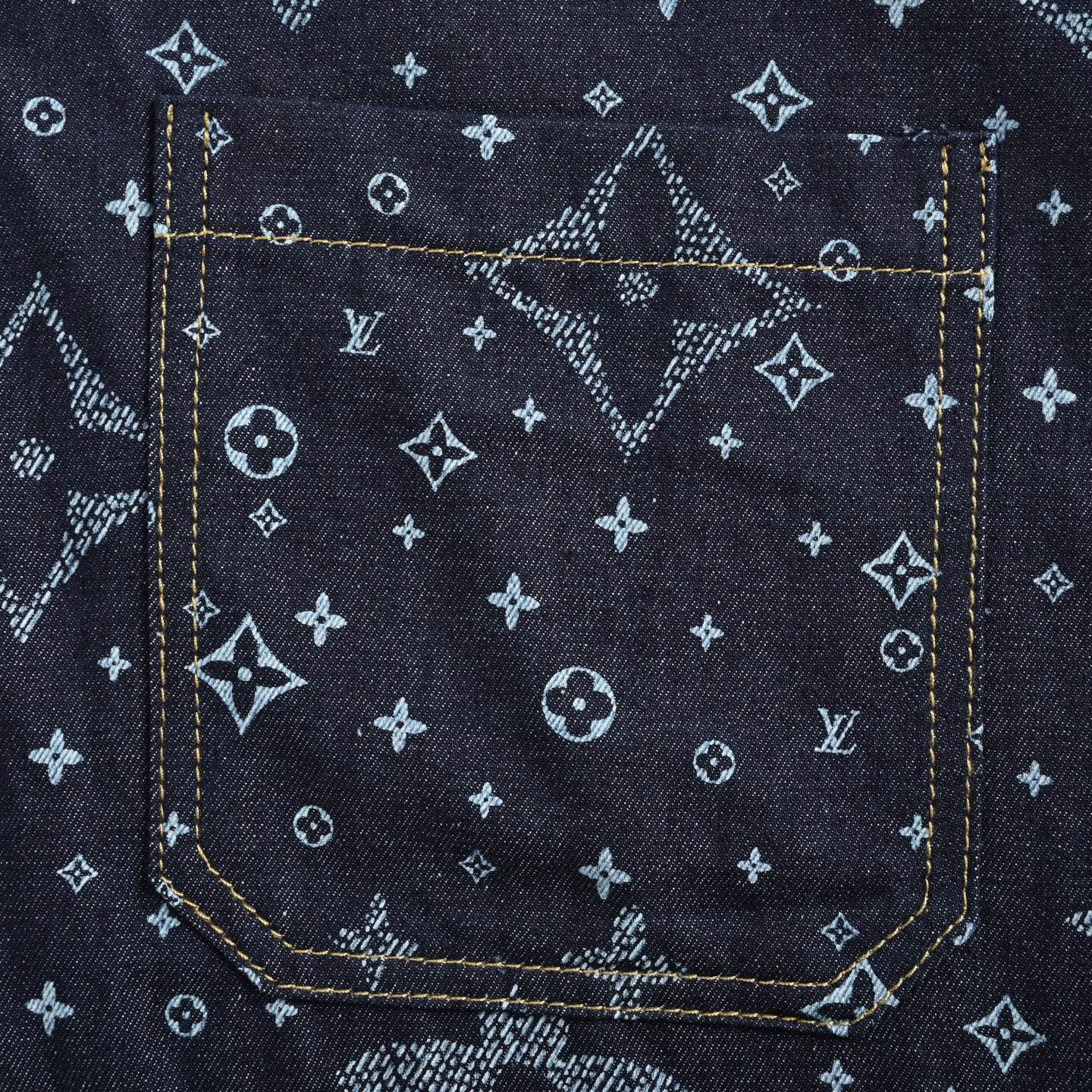 Louis Vuitton 25ss denim short-sleeved shirt with printed monogram