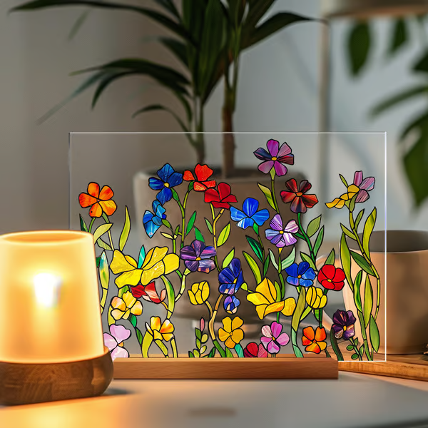 🔥Last Day 50% OFF🔥Painted Colorful Flower Pattern Glass Decor
