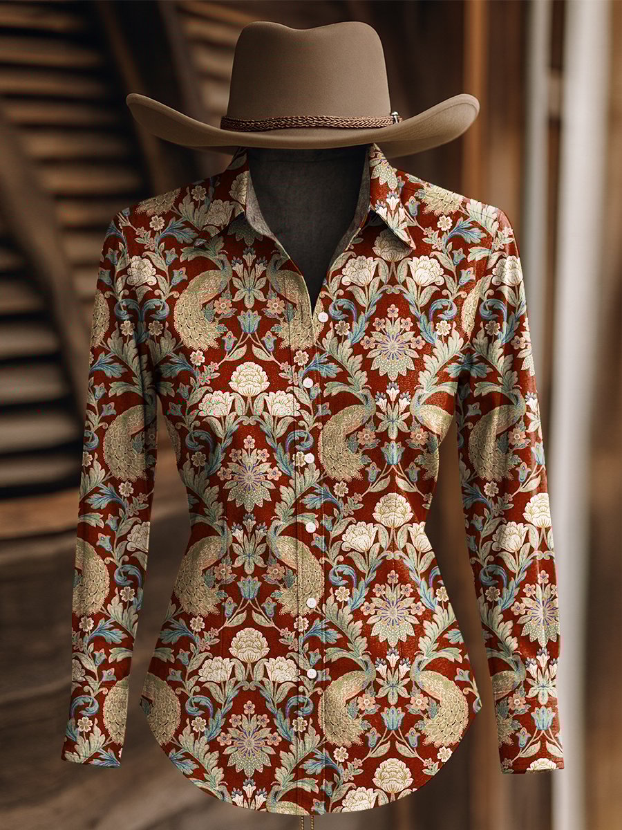 Women's Vintage Paisley Western Long Sleeve Shirt