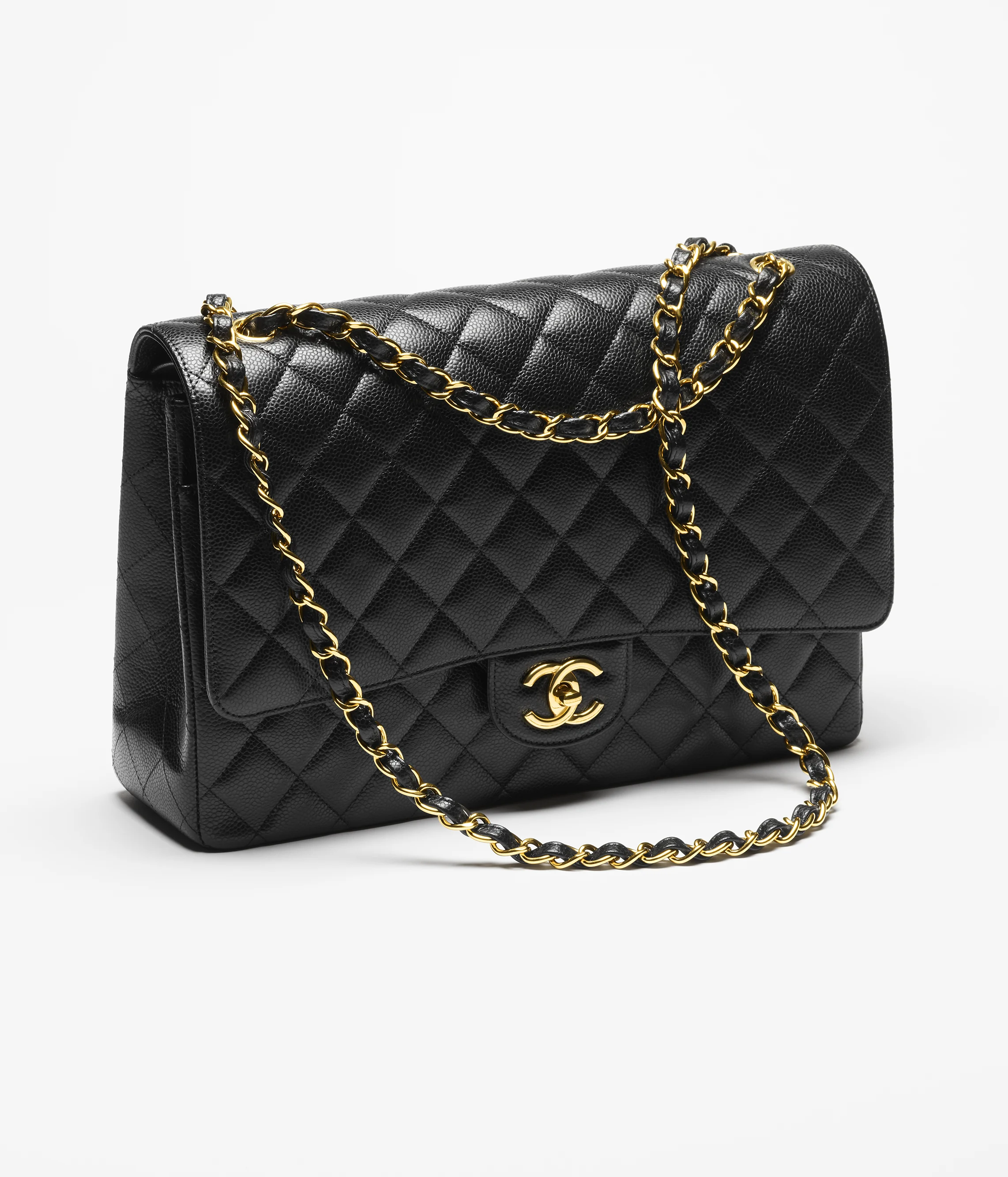 Chanel Large Classic Bag Grained Calfskin & Gold-Tone Metal Black A58600-Y01864-C3906