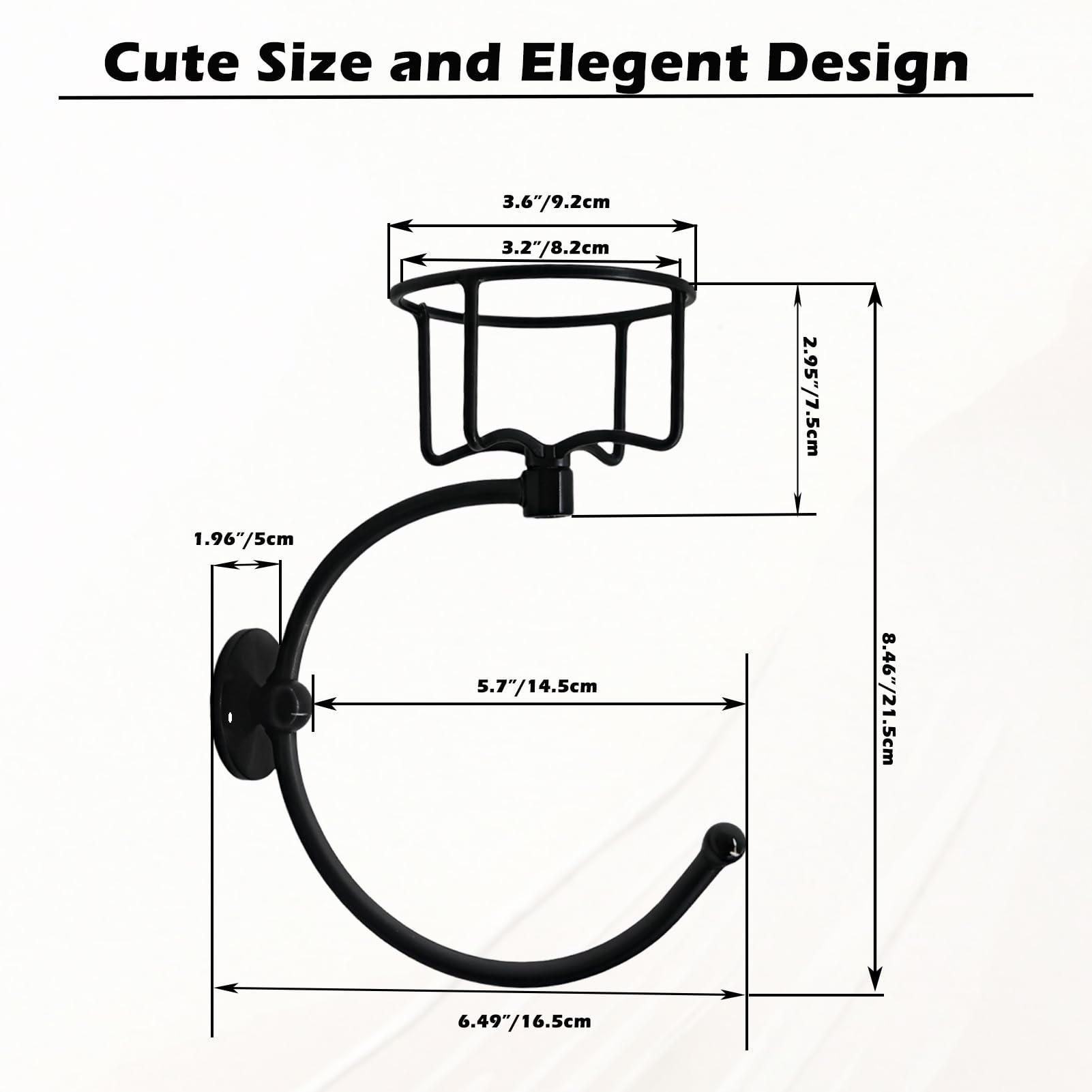 Hand Towel Holder, Matt Black Hand Towel Ring for Bathroom Wall Mounted with Candle Holder