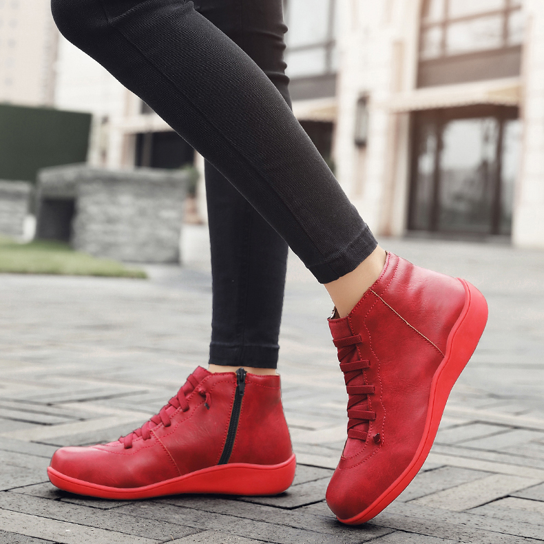 Premium Lace-Up Ankle Boots, Genuine Comfy Leather Boots