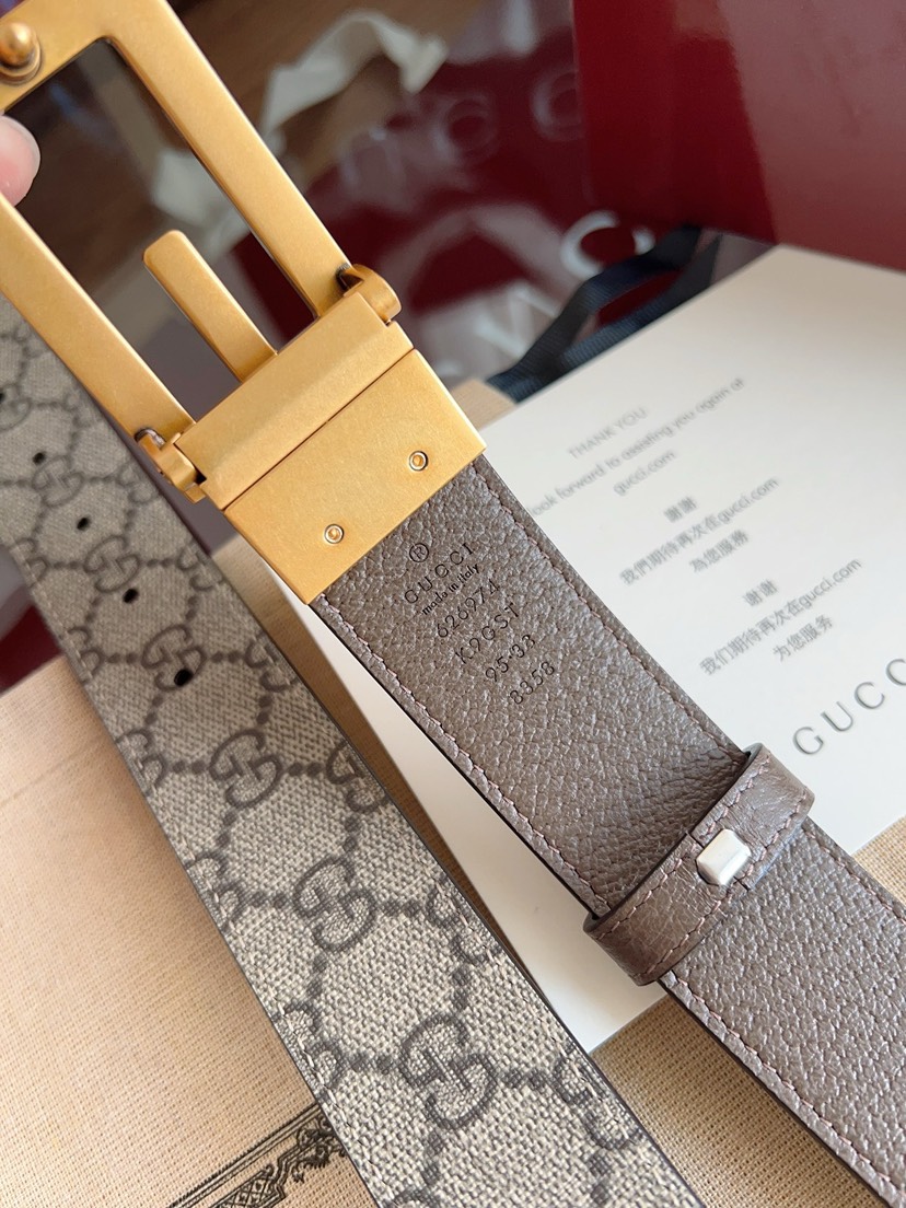 Gucci GG swivel buckle leather belt 3.5cm wide