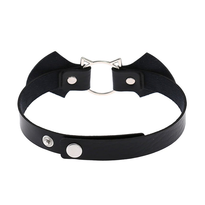 Bat Wings Vampire Kitty Leather Collar