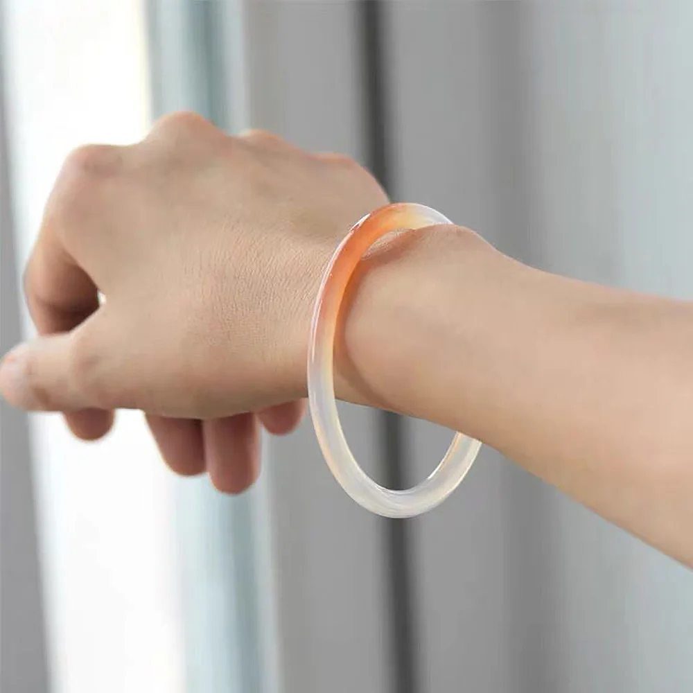Luxury Bracelet Women Charm Jadeite Natural Agate Stone Round Bangle Fine Jade Jewelry Fashion Accessories Gifts For Girlfriends