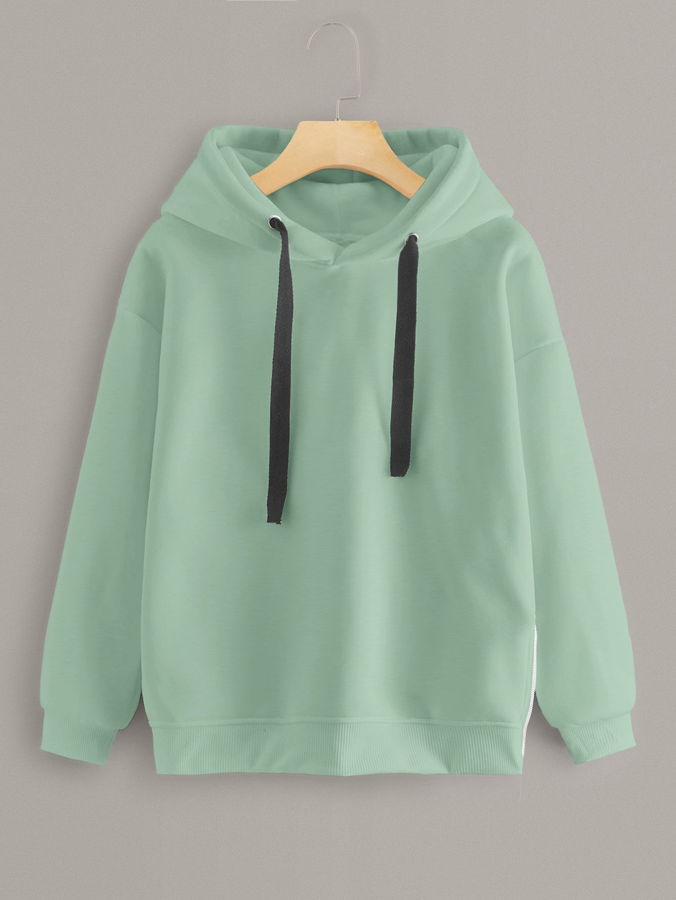 Drop Shoulder Drawstring Hooded Sweatshirt