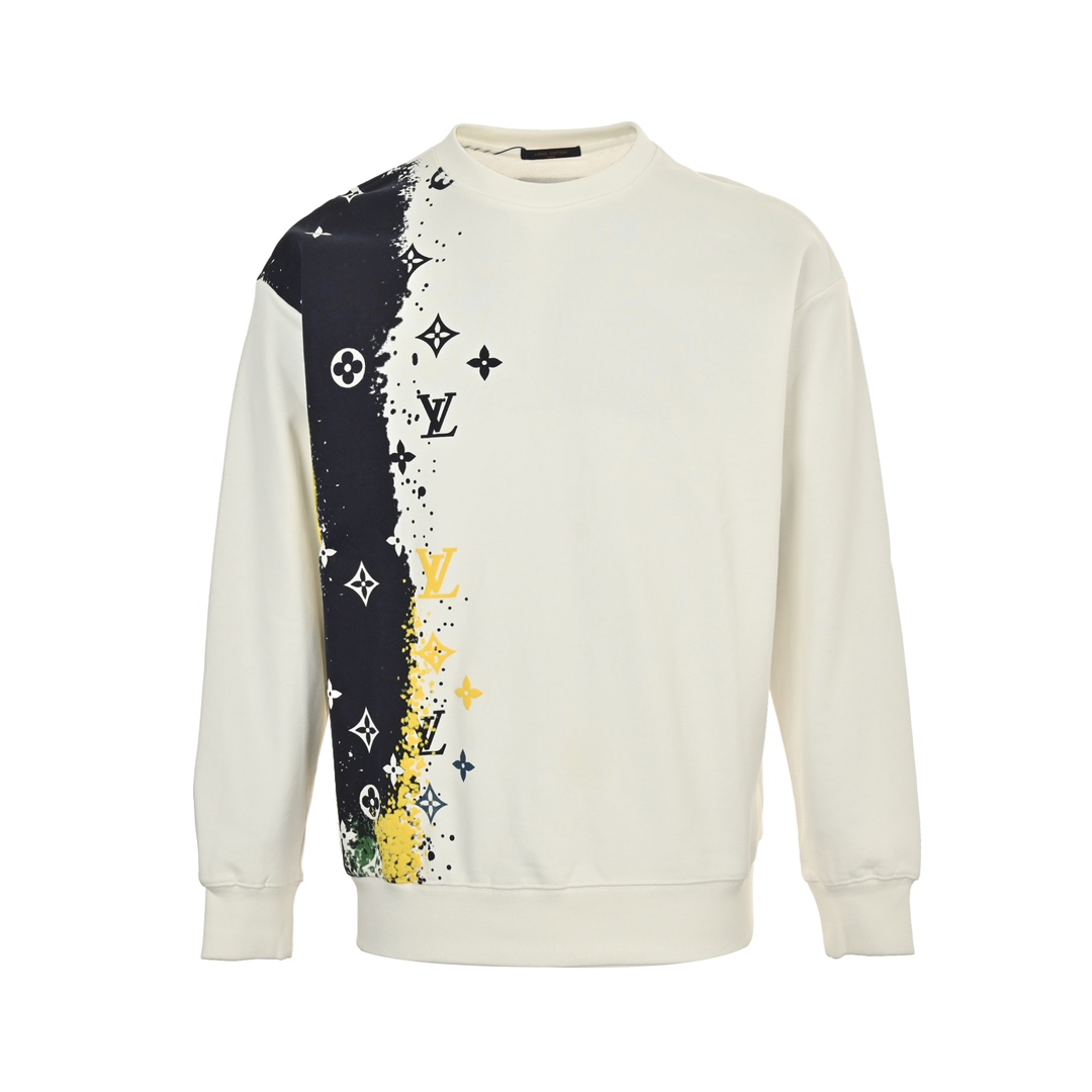 Louis Vuitton 24Fw Ink Splash Monochrome Print Crewneck Sweatshirt