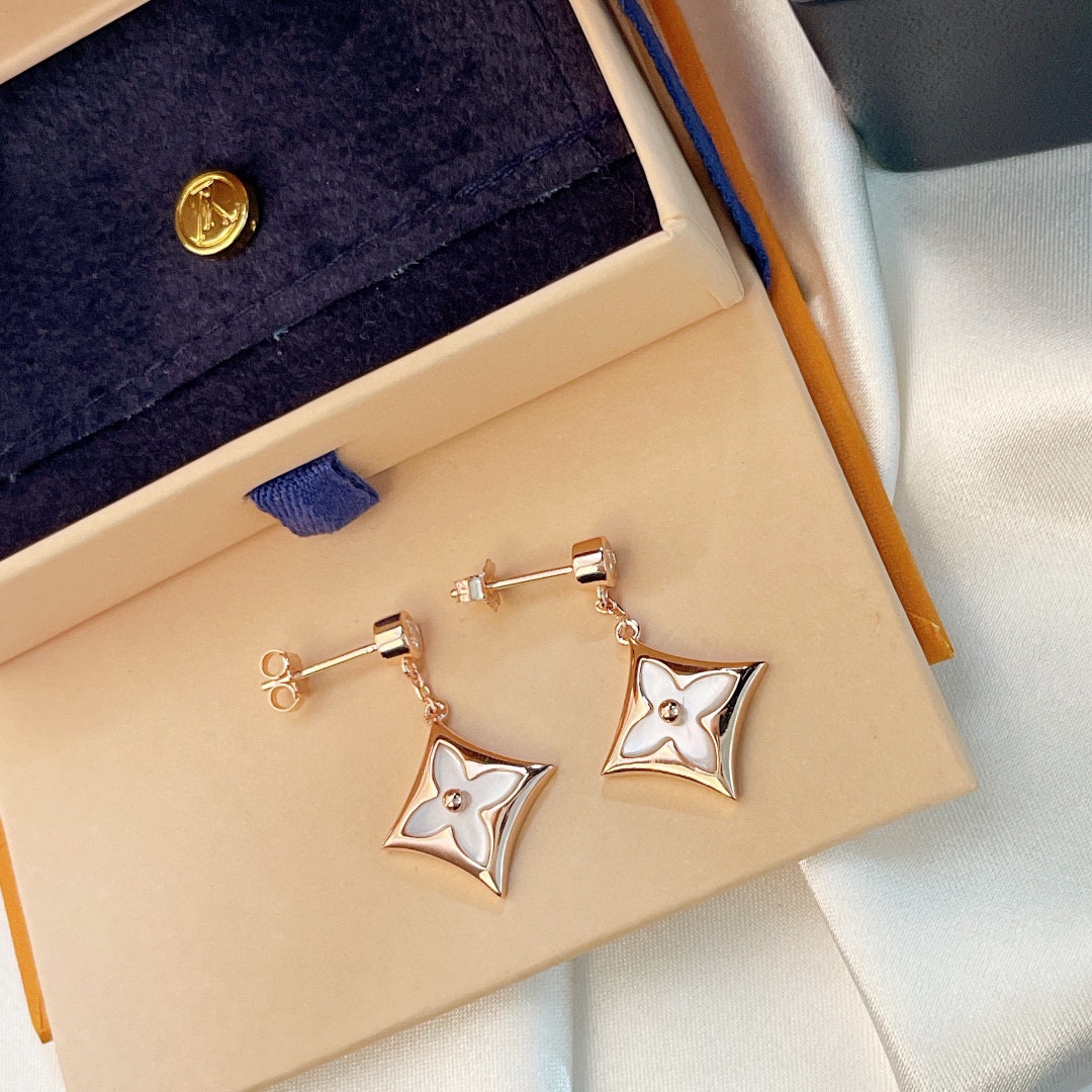Louis Vuitton Monogram Floral White Shell Earrings