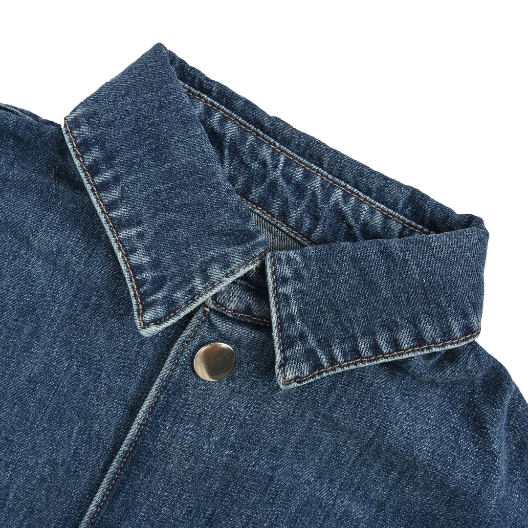 Prada 23ss triangle logo washed denim blue short sleeve shirt