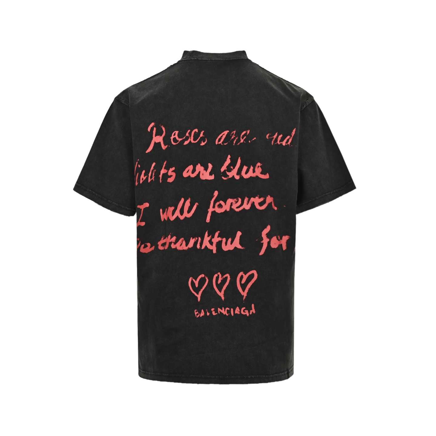 Balenciaga 25ss Valentine's Day limited edition heart letter ripped washed short sleeves