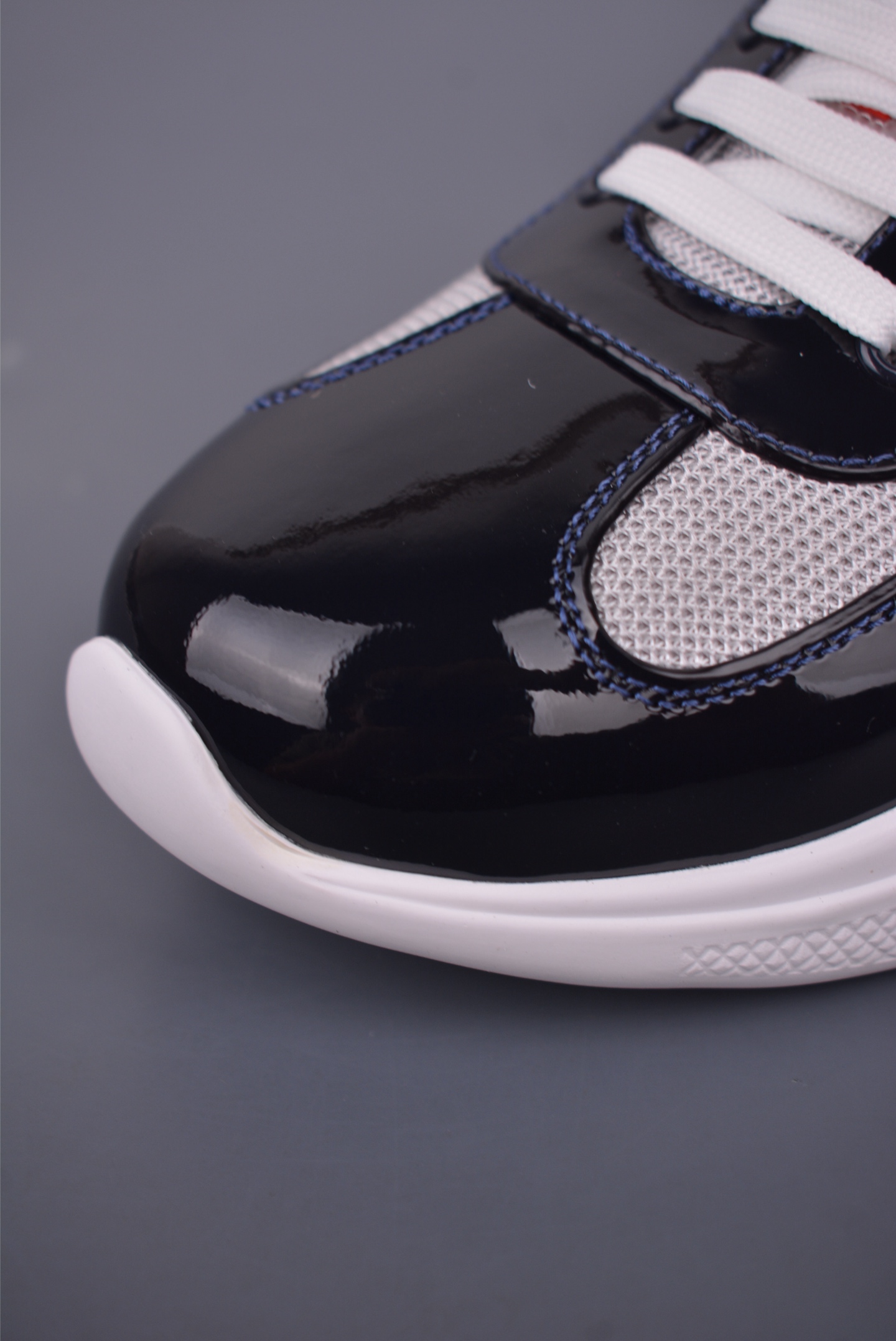 Prada America’s Cup patent leather black white gray blue line 4E3400_ASZ_F0FJT_F_G000