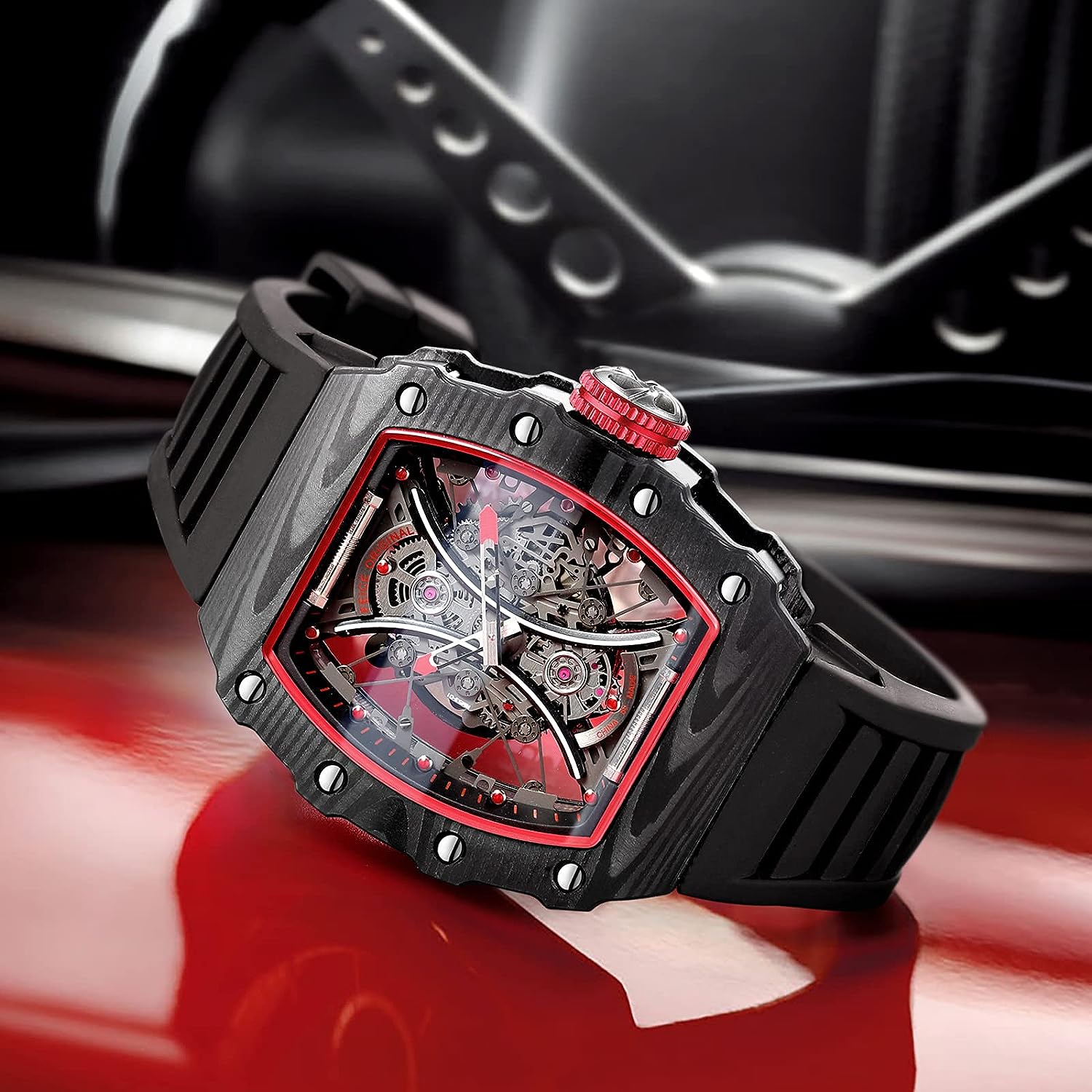 FM602 Automatic Watches Luxury Sapphire Mirror Skeleton Mechanical Wat