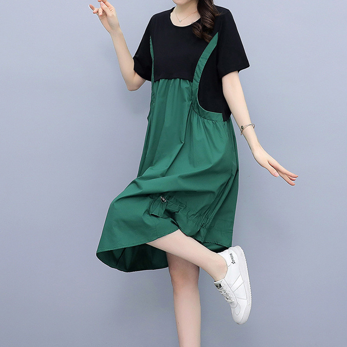 Green Waist-length a-line straps show thin dress