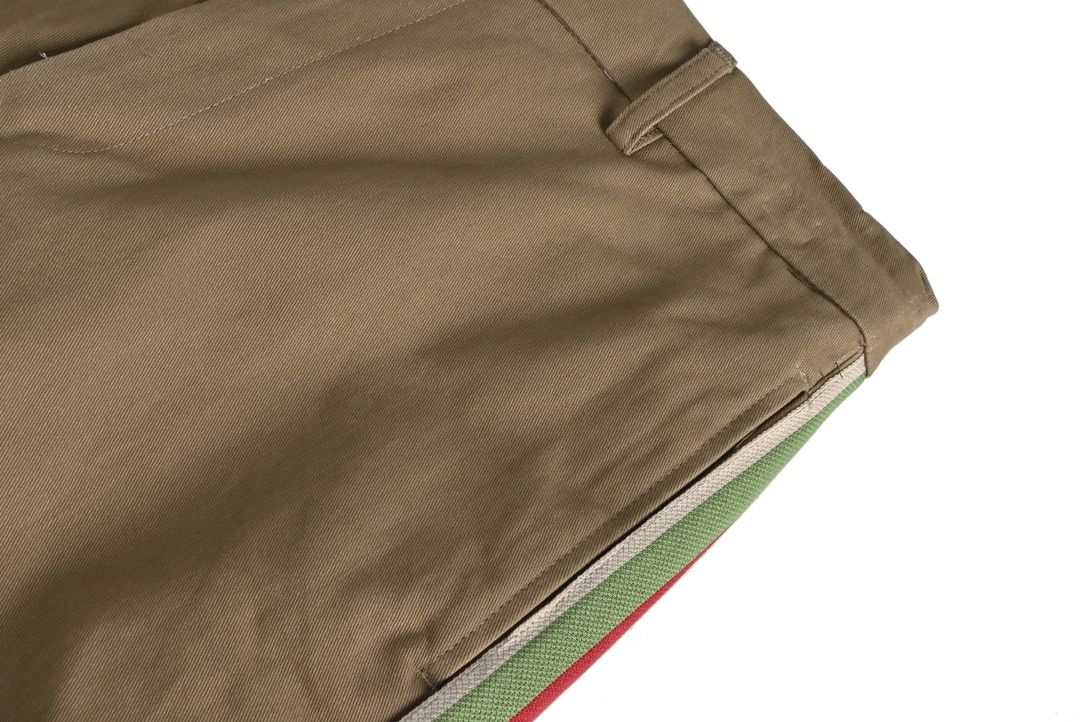 Gucci Khaki Web Cotton Trousers