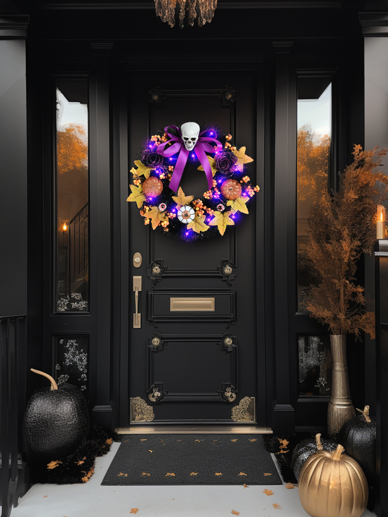 🎃Halloween pumpkin skull wreath👻