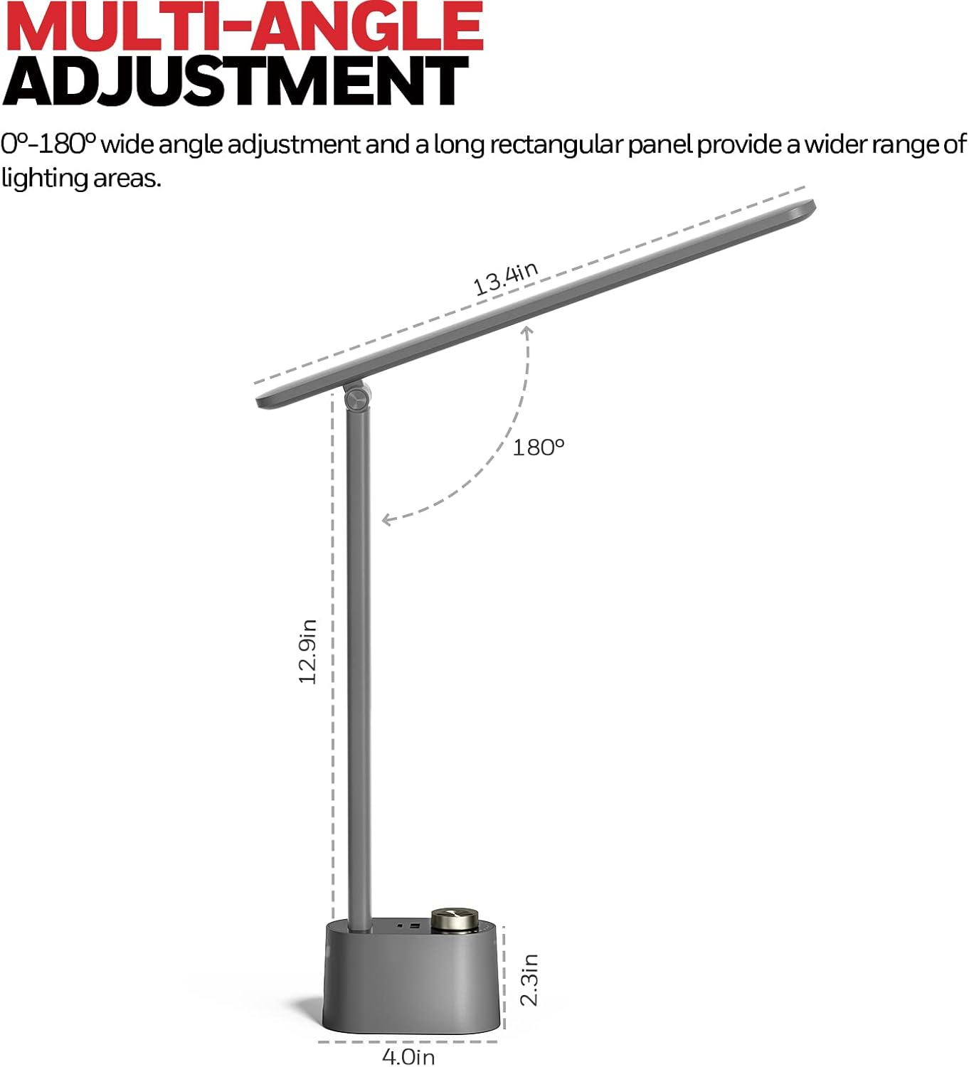 Honeywell Desk Lamp Home Office - LED Lighting with Charging Station A+C USB Port for Small Spaces Bedroom Reading Crafts HWT-H01 Black