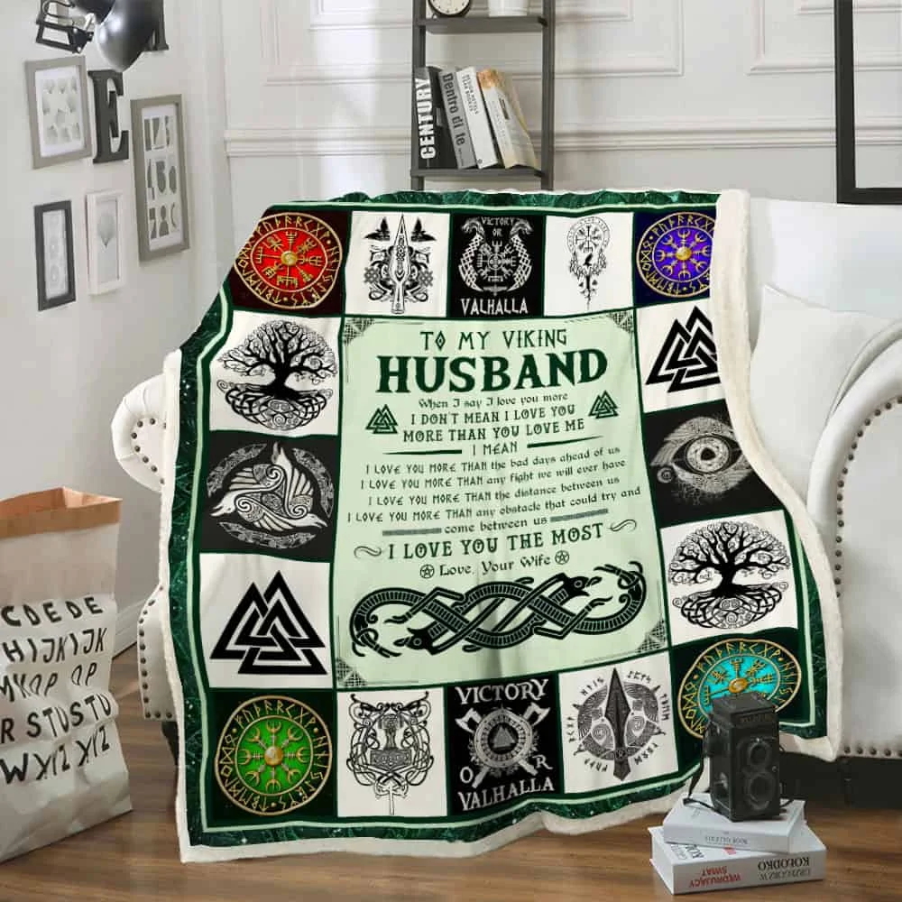 To My Viking Husband, I Love You The Most, Love Your Wife Sofa Throw Blanket