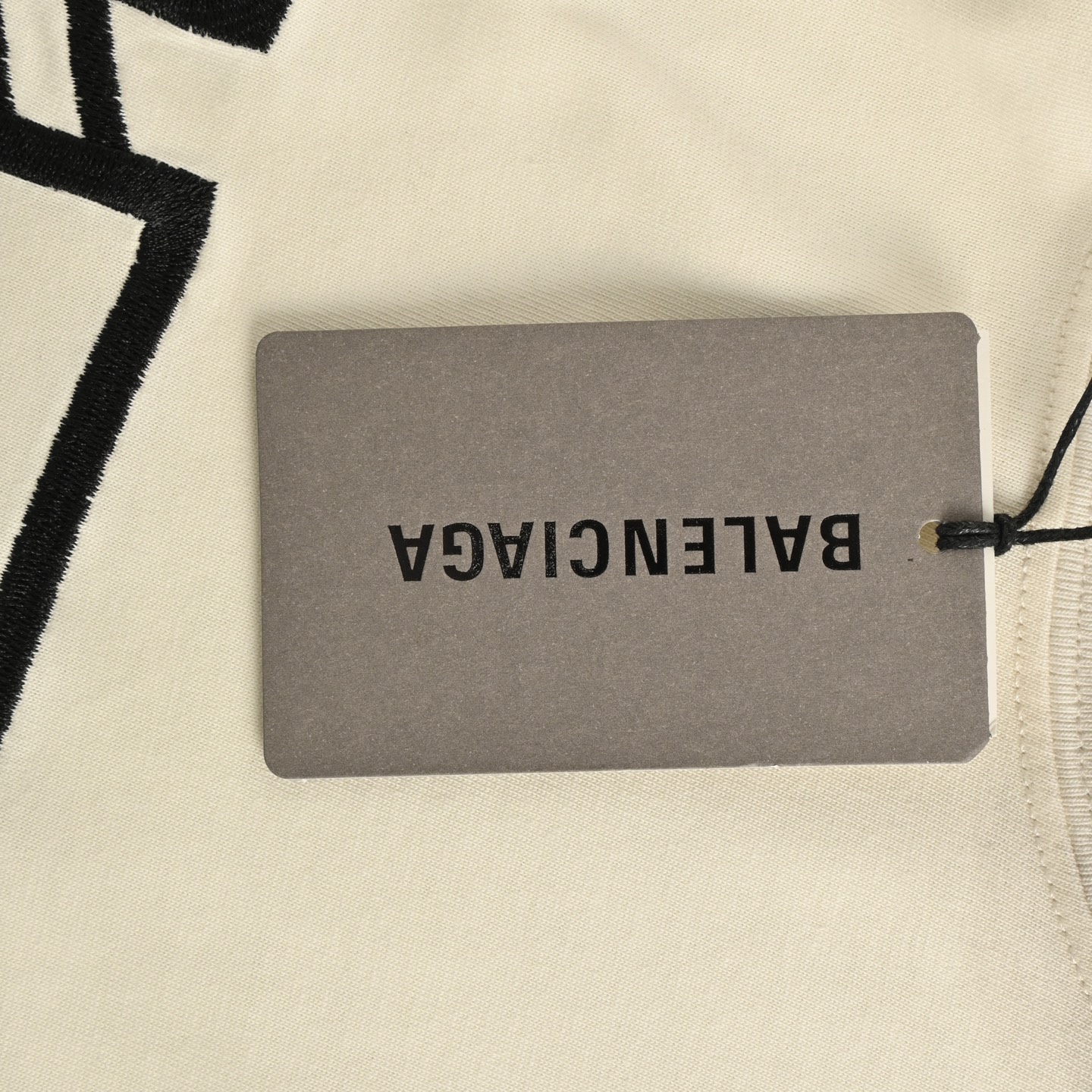 Balenciaga Washed Embroidered Lock Letter Short Sleeve