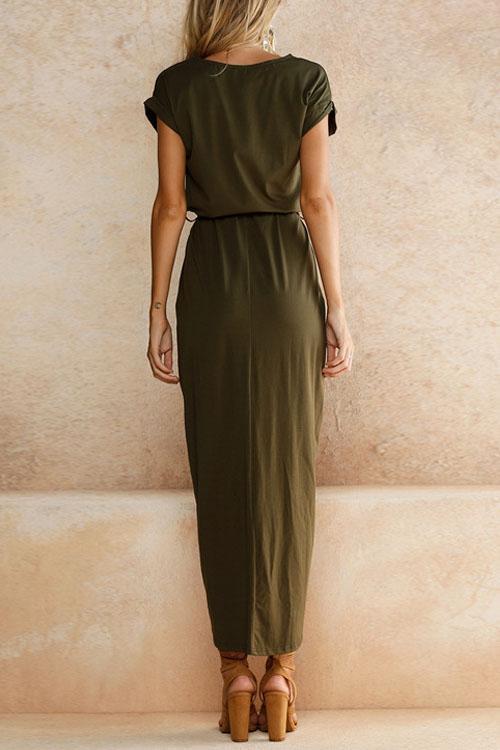 Heididress Crewneck Side Split Irregular Slim Dress