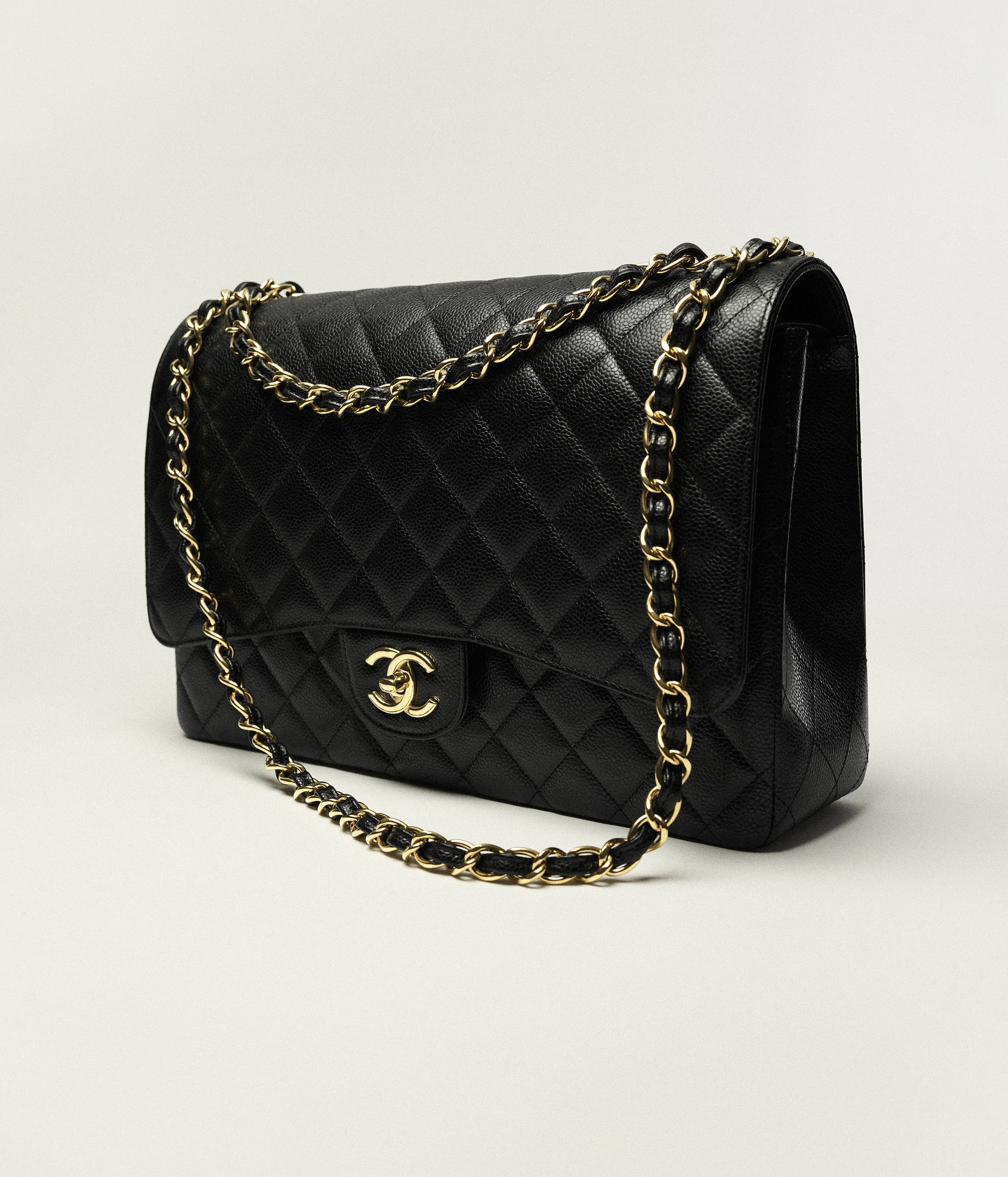 Chanel Small Classic Bag Grained Calfskin Gold Metal Black A01113-Y01864-C3906