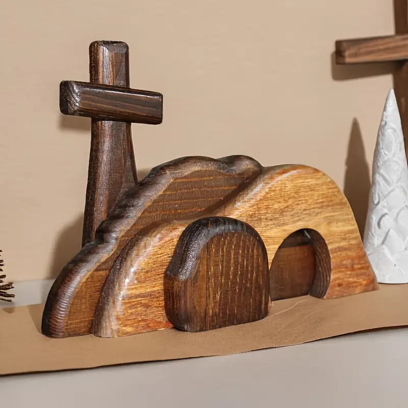✝️✝️Cross Easter scene wooden decoration